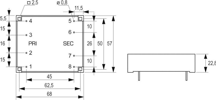 Productafbeelding Block Transformator FL PCB 10VA 2x24V