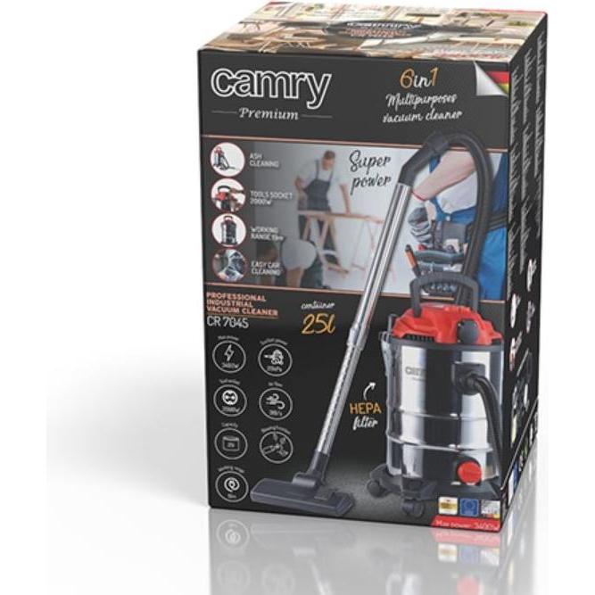Thumbnail - Camry CR 7045 Industriestaubsauger Edelstahl, Staubsauger, Rot