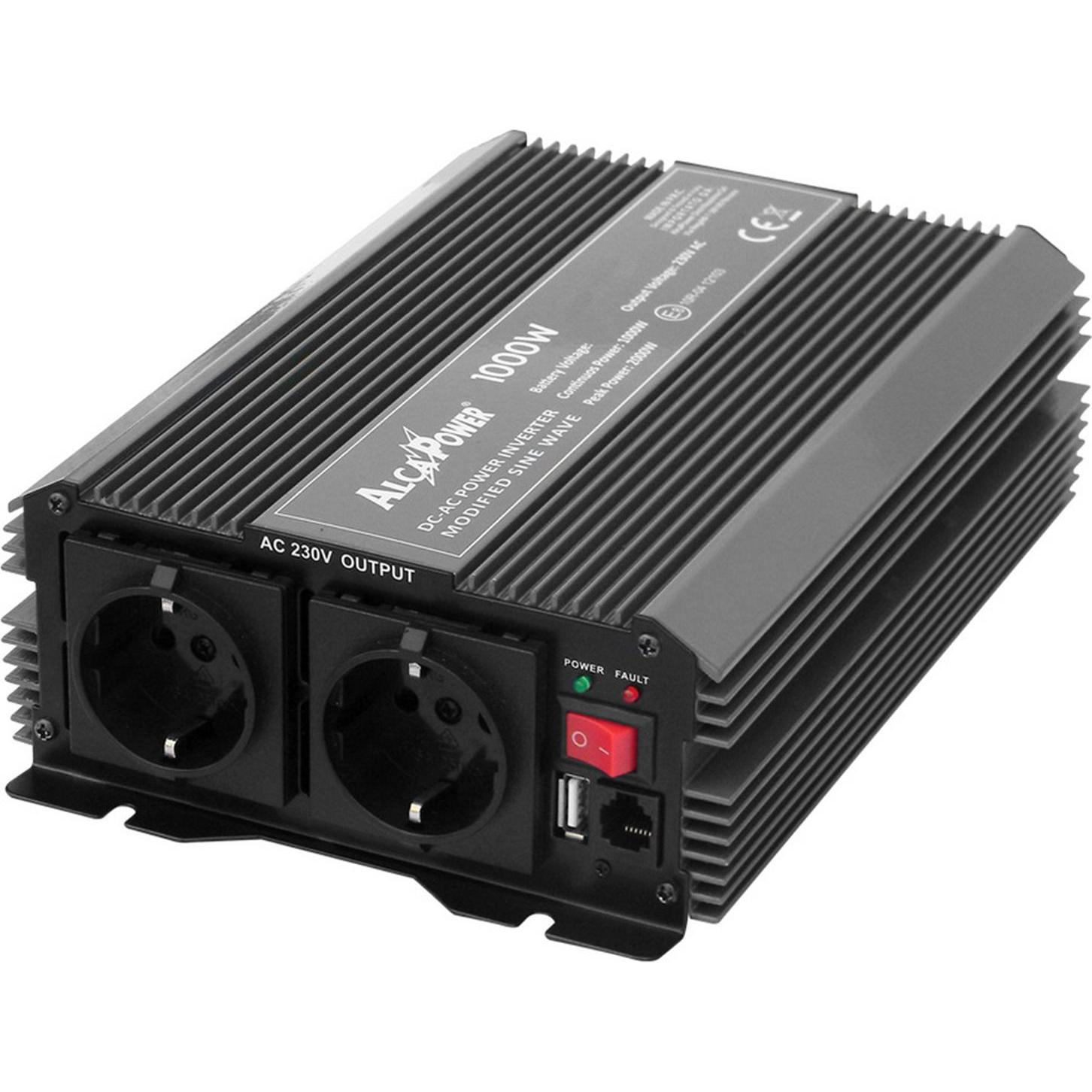 Thumbnail - President, Spannungswandler, Spannungswechselrichter AlcaPower von 1000W 24V-230V, modifizierte Sinuskurve, USB-Anschlu