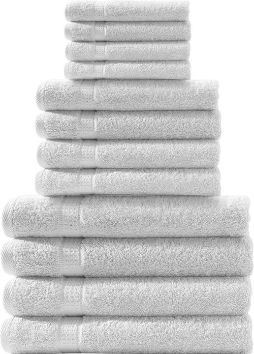 Actual product image Casativo 12-piece 100% cotton towel set, white (30 x 50 cm, 50 x 100 cm, 70 x 140 cm)