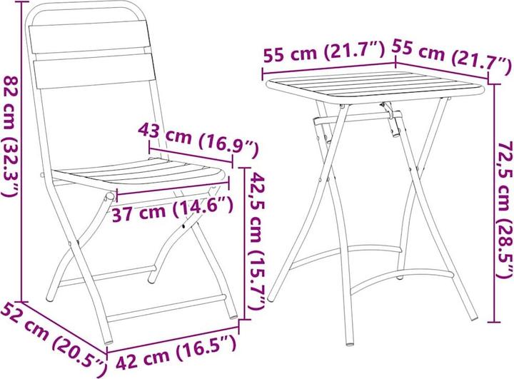 Actual product image vidaXL Gartenmöbel Set (55 x 55 x 72.50 cm)