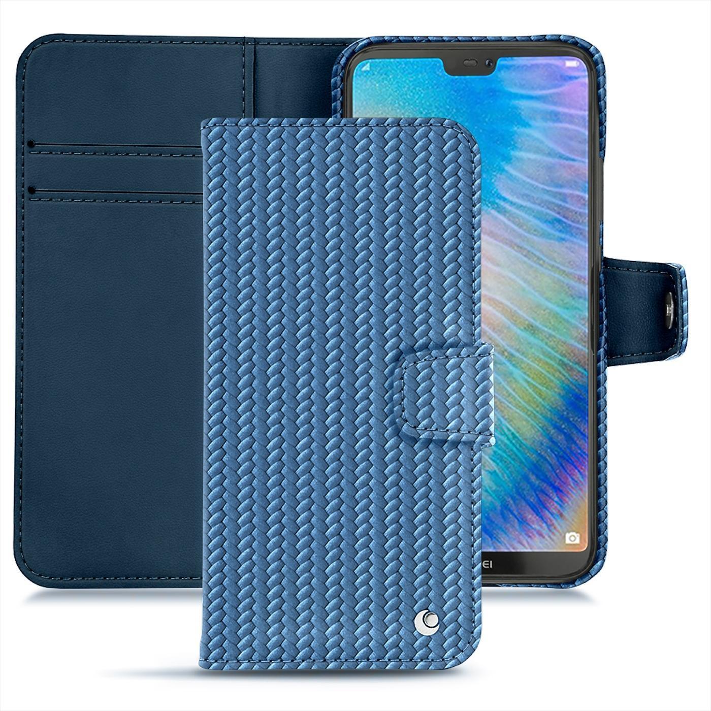 Noreve Lederschutzhülle Wallet (Huawei P20 Lite), Smartphone Hülle, Blau