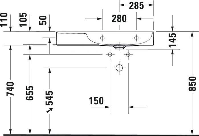 Actual product image Duravit Washbasin DURASQUARE o ÜL m HLB Be re 800x470mm o HL white (470 mm, 800 mm)