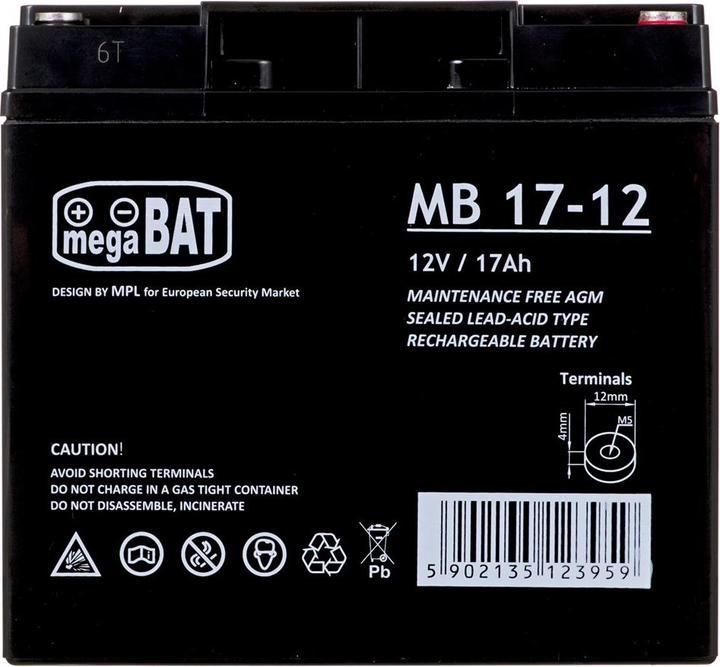 Actual product image MPL Megabat 12V 17Ah M5 AGM battery, 3-5 years