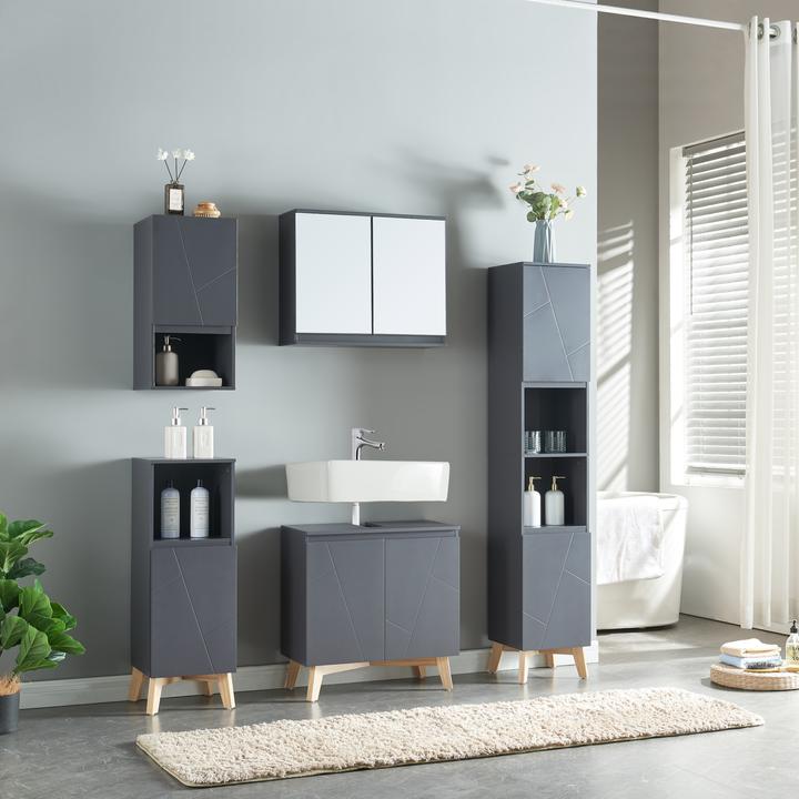 Image du produit En.Casa Meuble sous-vasque Overath 60x60x30cm Gris (60 x 60 x 30 cm)