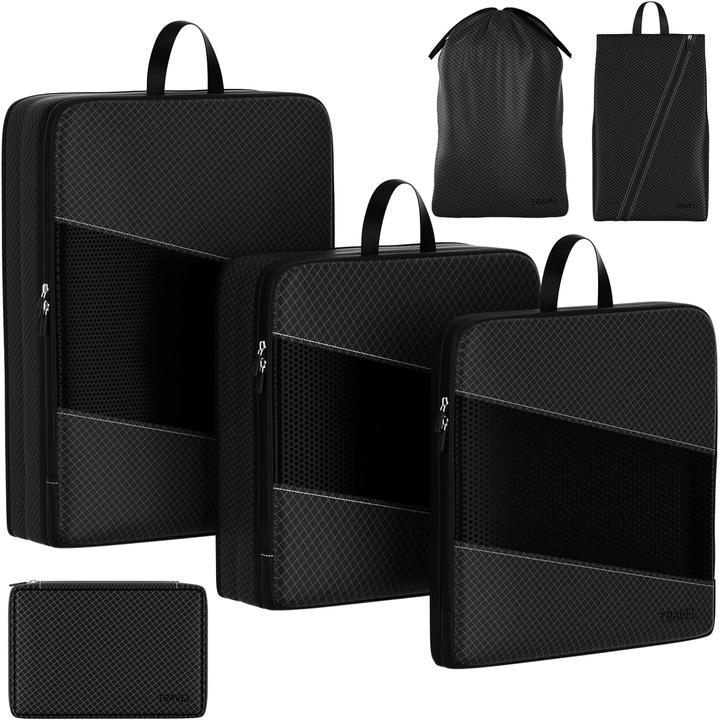 Actual product image Only-Bags.Store 6 compression packing cubes for suitcases, expandable storage bags for travelling items