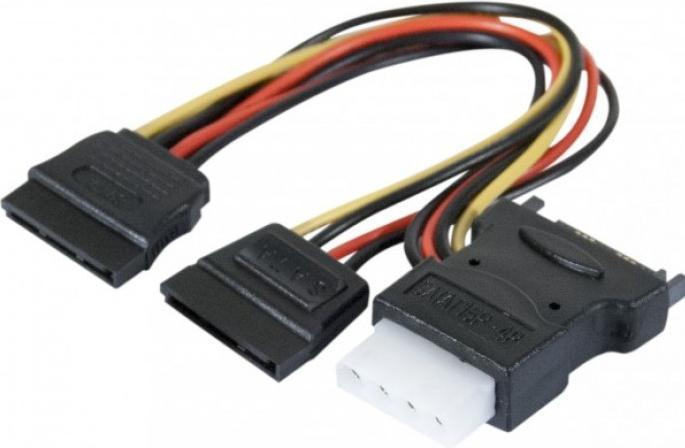 Actual product image Exertis Connect SATA power adapter cable, SATA to 2x SATA + Molex, 1x SATA St. / 2x SATA Bu + Molex Bu. SATA splits