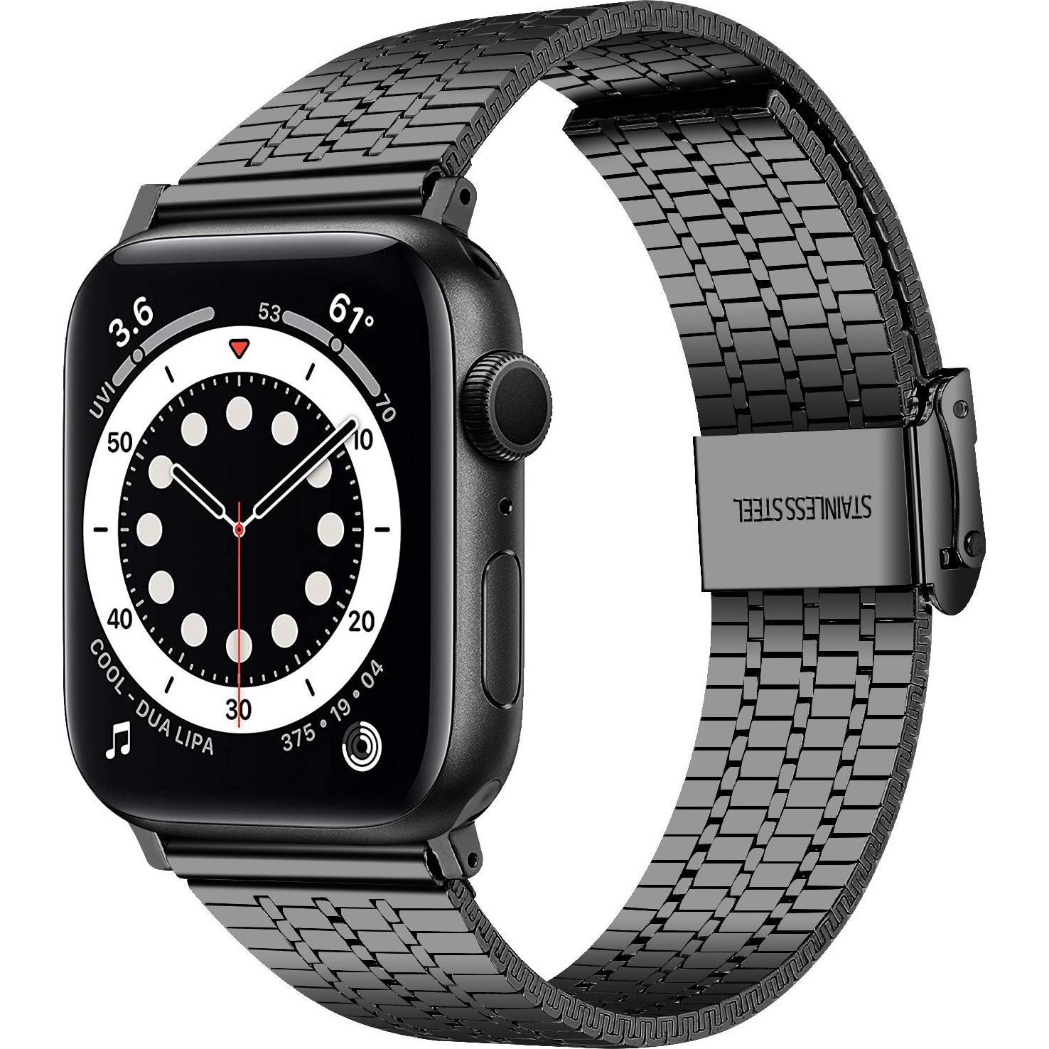 Strap-it Stahlarmband (Edelstahl, Apple Watch), Uhrenarmband, Schwarz