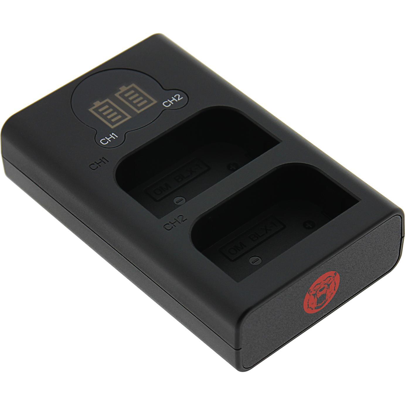 Berenstargh Dual LCD USB Ladegerät f. Olympus OM-1 BLX-1 (Caricabatterie per fotocamere), Alimentatore fotocamera