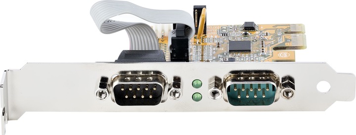 Produktbild StarTech com 2-Port PCI Express Serial Card, Dual Port PCIe to RS232 (DB9) Serial Card, 16C1050 UART (0.07 m, Industriekabel)