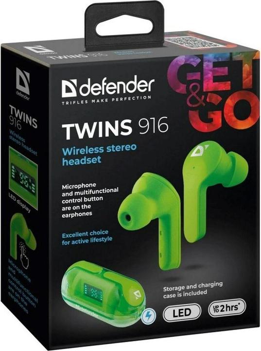 Actual product image Defender TWINS 916 wireless in-ear headphones (4 h, Wireless)