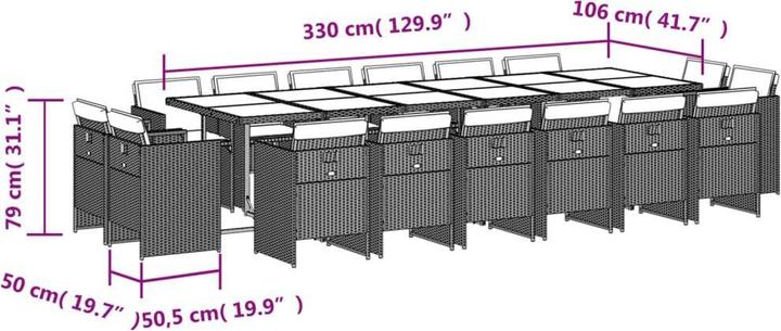 Produktbild vidaXL Garten Essgruppe (330 x 106 x 73 cm)