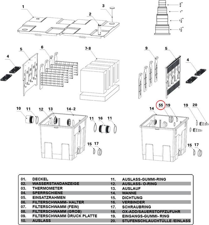 Produktbild SunSun CBF-350B Ersatzteil Blindstopfen Schraubring Bio Teichfilter Filter Teich