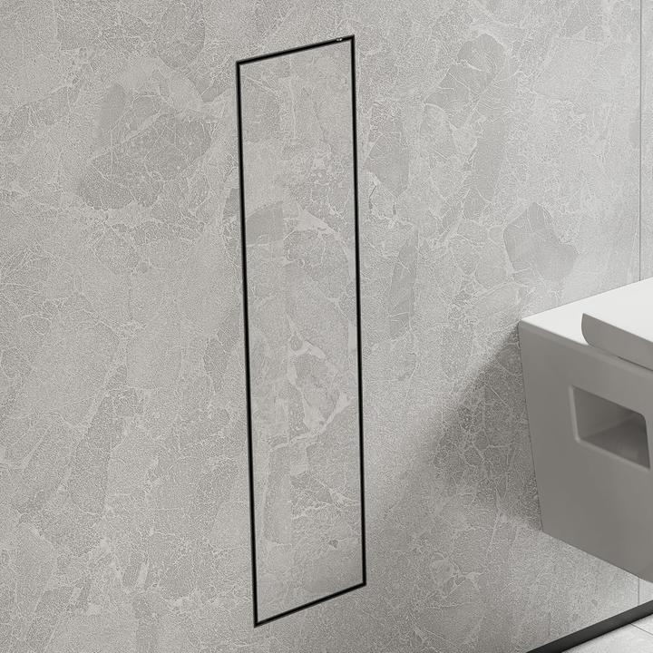 Image du produit hansgrohe XtraStoris Rock Porte-brosse WC, avec tablette, porte carrelable, sans cadre, 145x140x595m