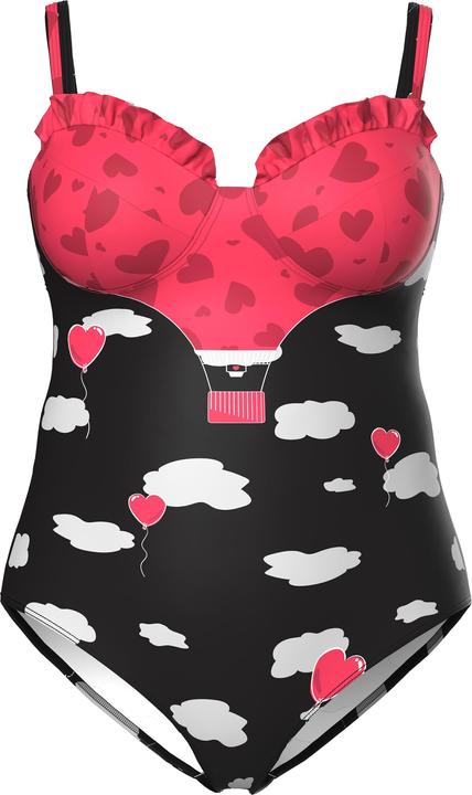 Actual product image Ulla Popken Heart and Cloud Print One Piece Underwire Swimsuit (60)