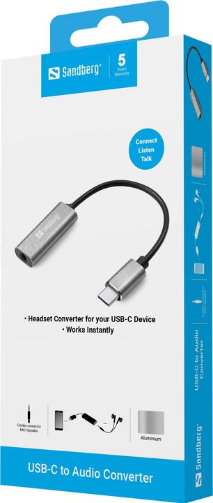 Produktbild Sandberg Adapter USB-C auf Klinkenstecker (USB, 140 cm)