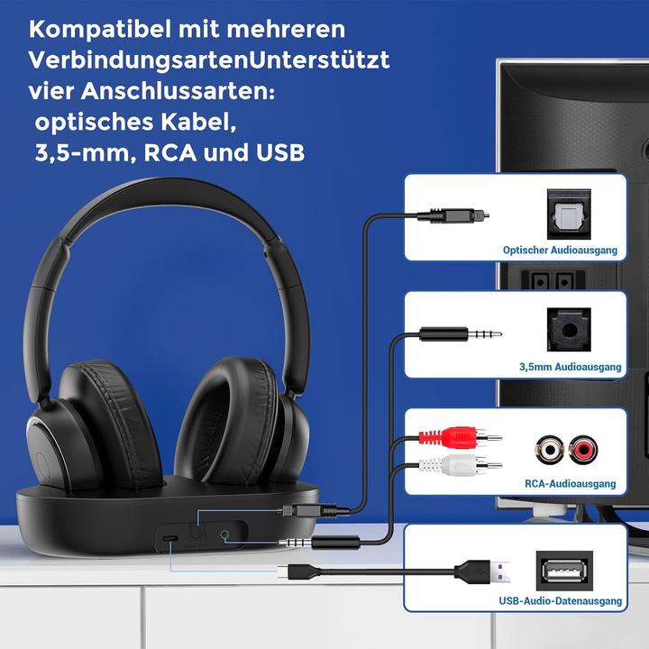 Produktbild Zupviy Kabellose TV-Kopfhörer M98A inkl. Ladestation (Kabellos)