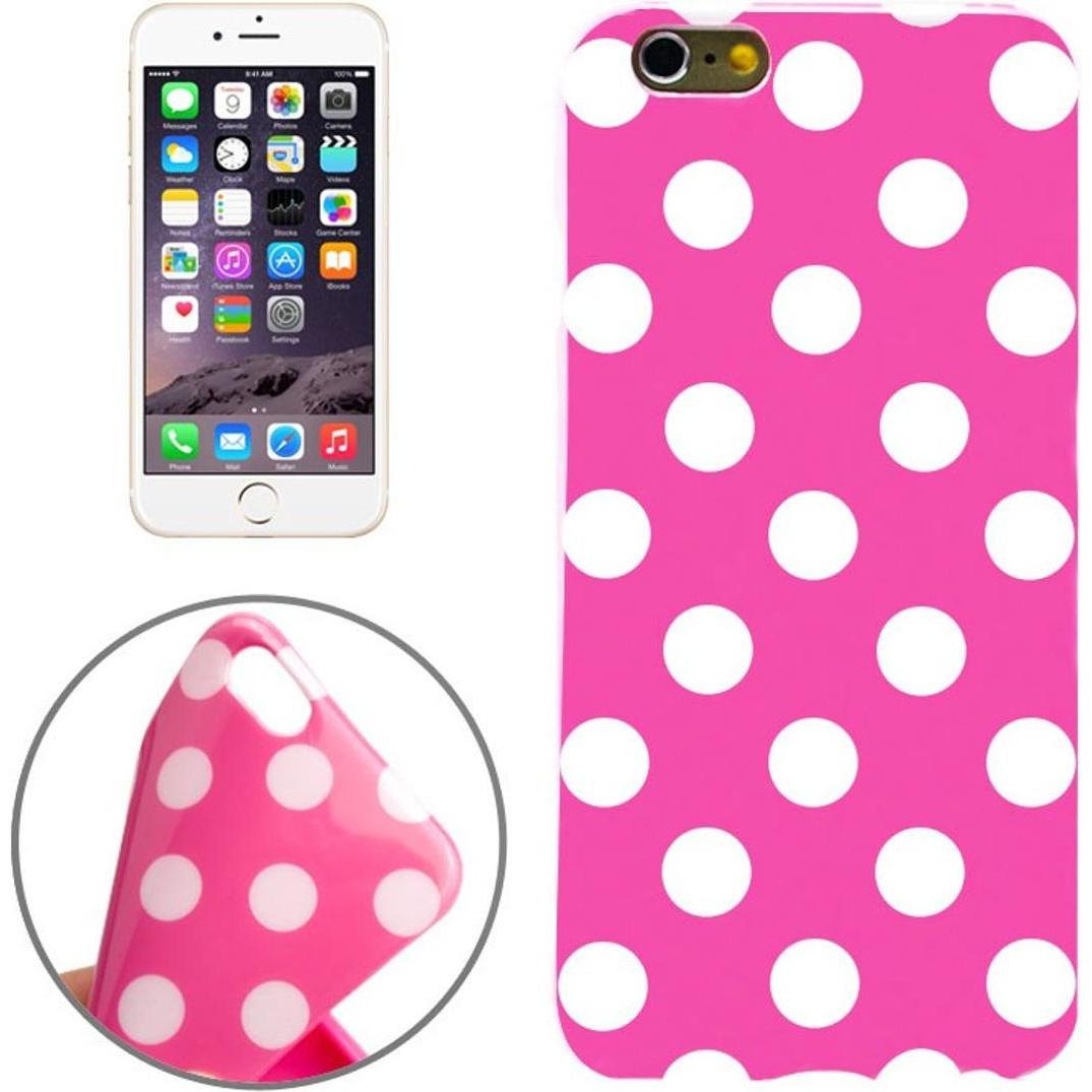 König Design TPU Backcover Hülle gepunktet für Handy Apple iPhone 6 Pink / Weiss (Apple iPhone 6), Smartphone Hülle, Ros...