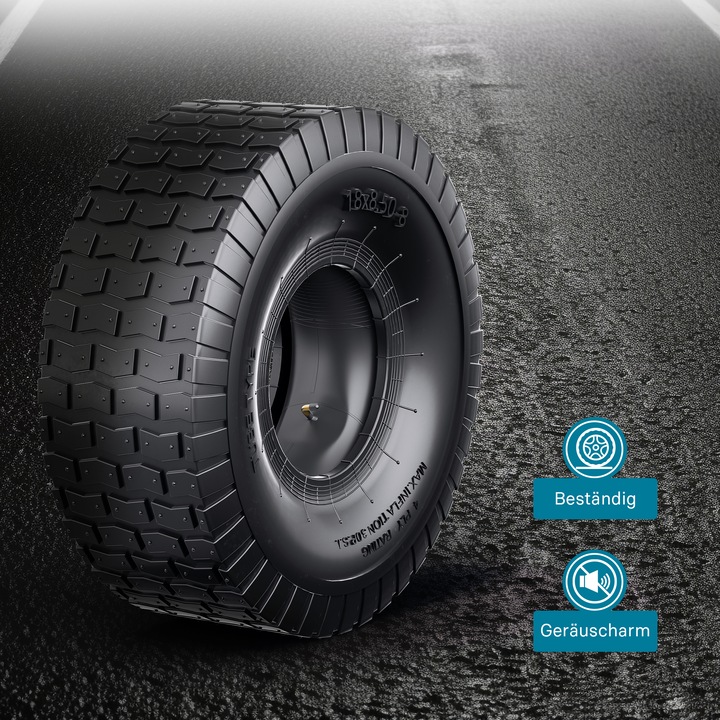 Actual product image Wiltec Tyre for lawn mower 18x8.50-8 4pr with innner tube and curved valve stem garden tractor (Lawn tractor, Garden machinery spare parts)