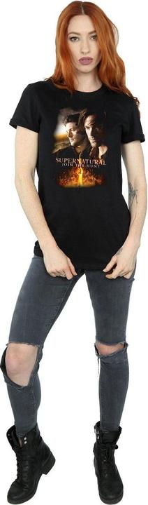 Immagine prodotto Supernatural Maglietta Boyfriend in cotone da donna/ragazzo Flaming Poster (L)