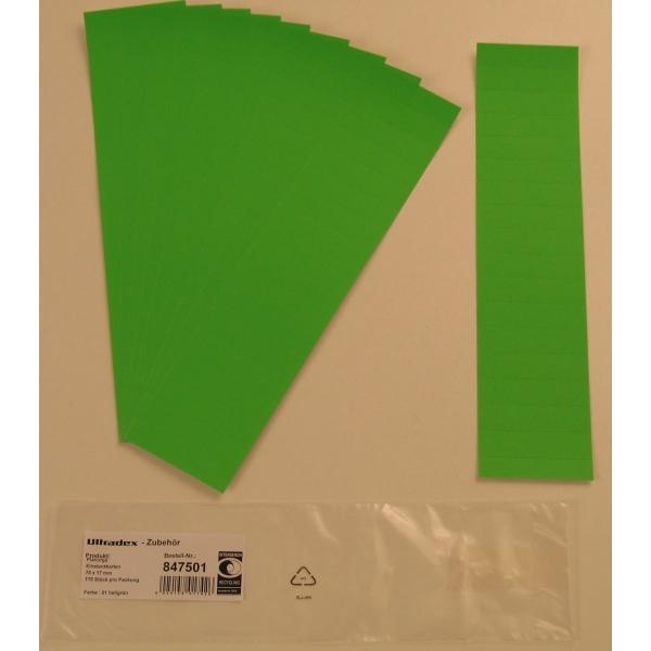 Ultradex, Kartenaufbewahrung, Einsteckkarten für 15mm Einsteckschiene 50x12mm hellgrün VE=220 Stück