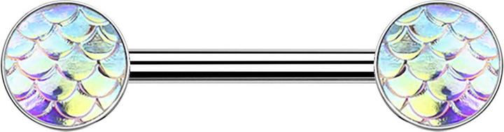 Immagine prodotto Star Piercing Barbell silber mit Fischschuppen multicolor (senza ottone, Acciaio chirurgico 316L)