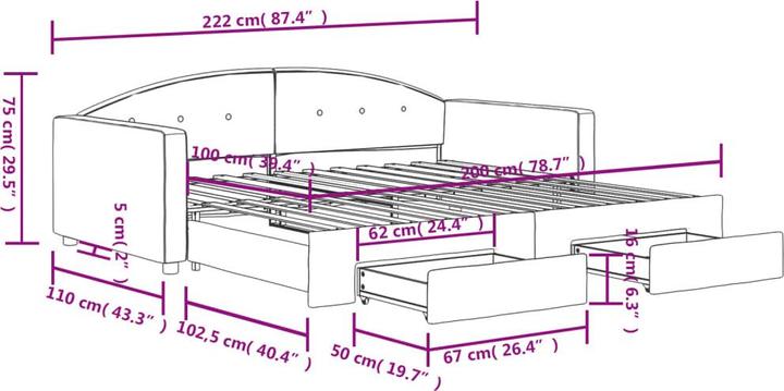 Image du produit vidaXL ausziehbares Tagesbett