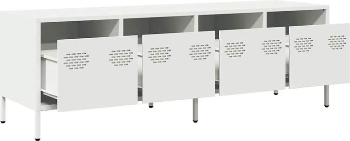 Produktbild vidaXL TV Schrank Fernsehtisch Fernsehschrank Lowboard Weiss Kaltgewalzter Stahl (135 x 39 x 43.5 cm)