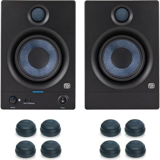 PreSonus Eris 5BT Boxen 2nd Gen mit Boxe-Füsse (Aktiv, Paar, 2x 50 W), Monitor Lautsprecher