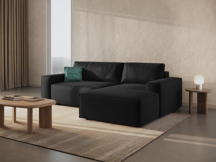 Actual product image Micadoni Velvet Right Corner Sofa With Bed Function And Box, "Jodie", 3 Seats, 246x151x86 Made in Europe (Corner sofa)