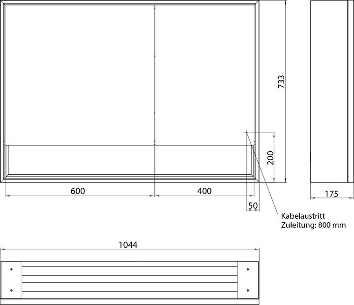 Produktbild Emco loft Lichtspiegelschrank mit Unterfach, 1000mm, 2 Türen, Aufputzmodell, aluminium/weiss, 979806216 (104.40 x 17.50 x 73.30 cm)