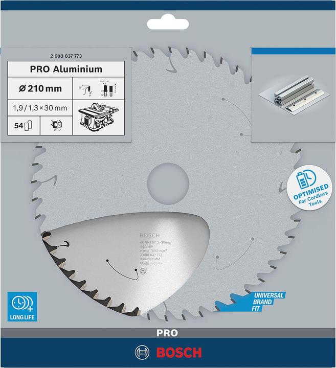 Productafbeelding Bosch Professional Zubehör Cirkelzaagblad Standaard voor Aluminium, 210x1,9/1,3x30, 54 tanden