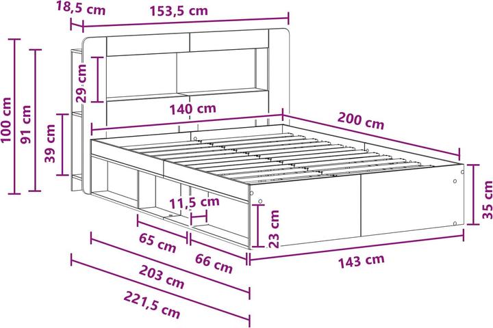 Produktbild vidaXL Bettrahmen (140 x 200 cm)
