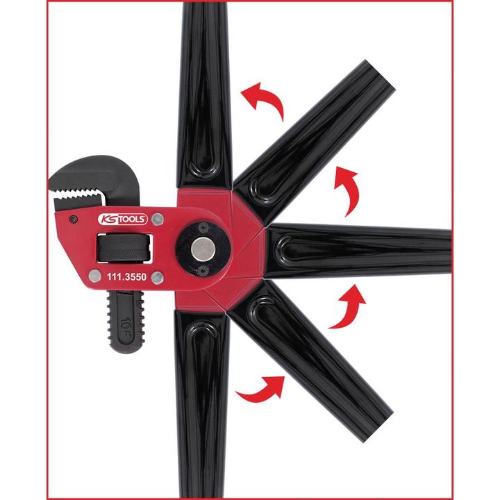 Produktbild KS Tools Einhand-Rohrzange mit verstellbarem Kopf, Länge 250 mm, für Rohr-Ø 1.1/2" (250 mm)