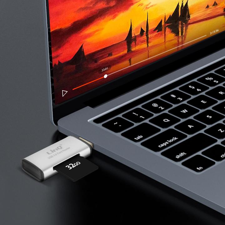 Actual product image LinQ USB 3.0 card reader adapter SD / Micro-SD memory cards, - Grey (USB 3.0)