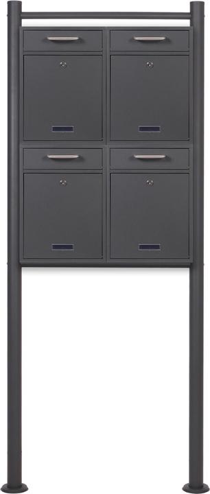 Actual product image Wiltec 2x2 Letter Box V52 Anthracite Lockable Mail Box with Name Plate Window and Letter Box Stand