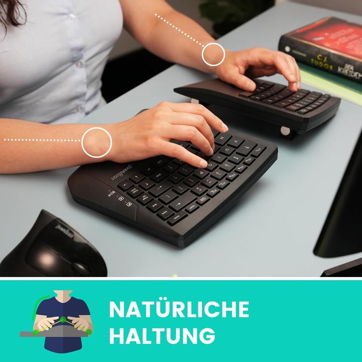 Produktbild Perixx Wireless Ergonomic Split Compact DE Black Keyboard (DE, Kabellos)
