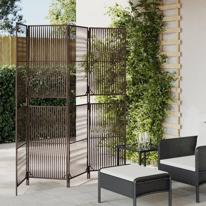 Actual product image vidaXL Screen 4-piece brown poly rattan,Colour: Brown,Material: Poly