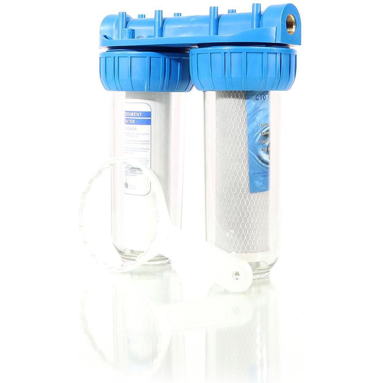 Naturewater NW-BR10B3 Doppelfilter Wasserfilter 26,16mm 3/4" Sediment Aktivkohle, Wasserfilter, Blau