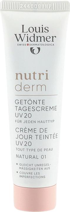 Actual product image Widmer Louis Nutriderm getönte Tagescreme UV20 natural 01 ohne Parfum 30 ml (30 ml, Tinted Day Cream, SPF 20)