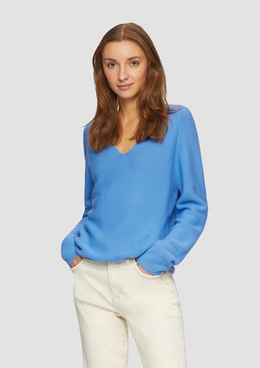 Immagine prodotto S.Oliver Strickpullover Gerippter Strickpullover aus Baumwollmix mit V-Ausschnitt (38)