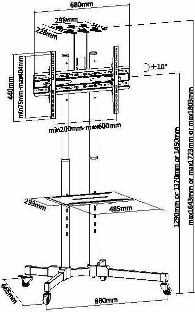 Produktbild equip Multifunktions LCD-TV Wagen (LCD, 70", 50 kg)