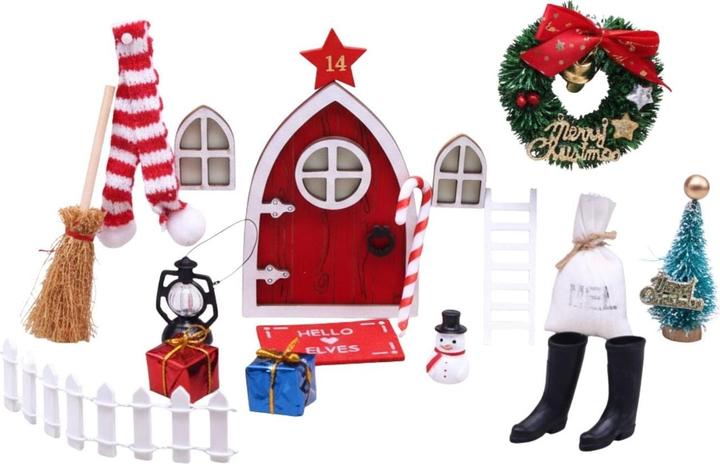 Hermex 42-tlg. Wichteltür-Set Weihnachtsdeko Miniaturwelt Elfentür-Zubehör