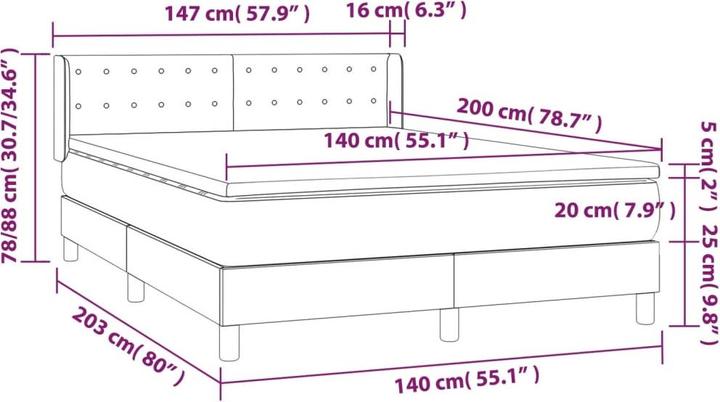 Produktbild vidaXL Boxspringbett (140 x 200 cm)