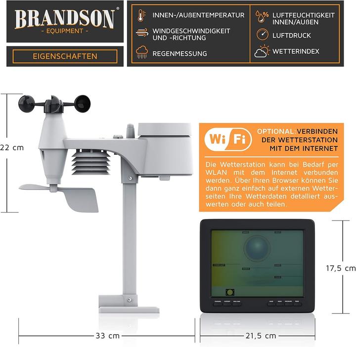 Produktbild Brandson WLAN Wetterstation mit Aussensensor