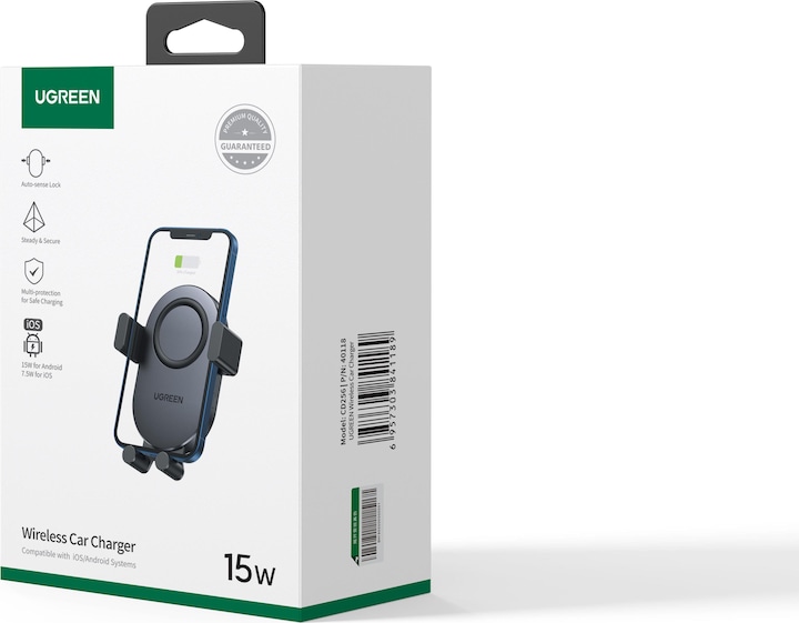 Actual product image Ugreen Car holder for ventilation grille with inductive charging CD256 (silver)