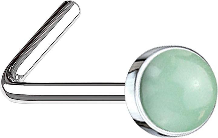 Immagine prodotto Star Piercing Borchia da naso angolata in argento con pietra di giada (senza ottone, Mnerale, Acciaio chirurgico 316L)