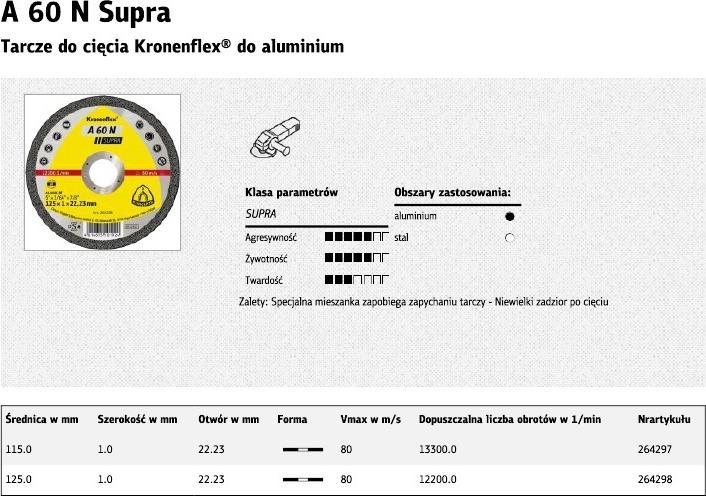 Produktbild Klingspor Trennscheibe A 60 N Supra D125x1mm gerade Aluminium Bohrung 22,23 mm