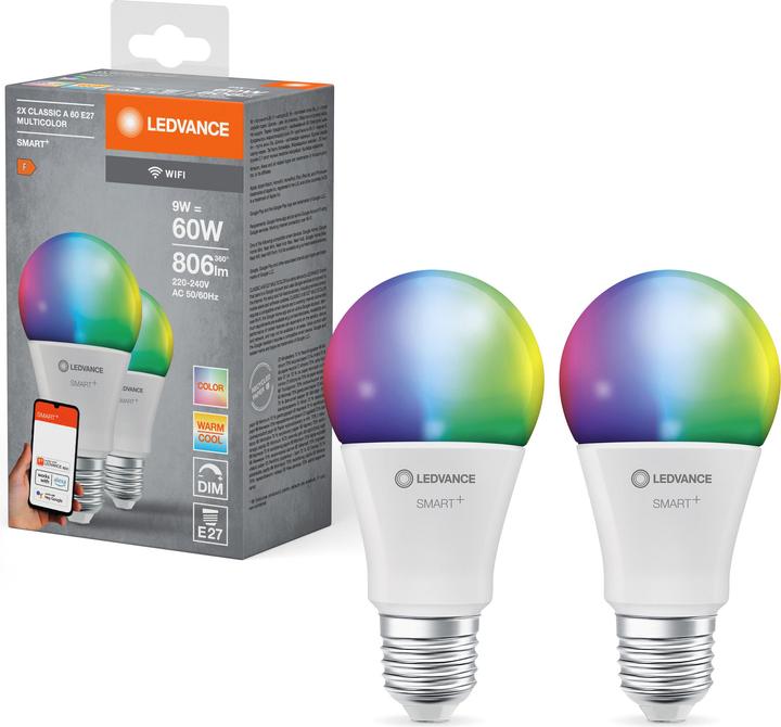 Actual product image Ledvance Smart+ Wifi Classic (E27, 9 W, 806 lm, 2 x, F)