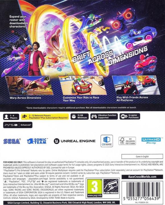 Actual product image Sega Sonic Racing: Crossworlds (PS5)